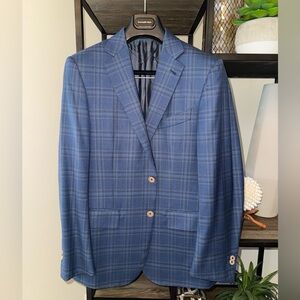 Ermenegildo Zegna “Mila” Blue Plaid Wool Sport Coat
